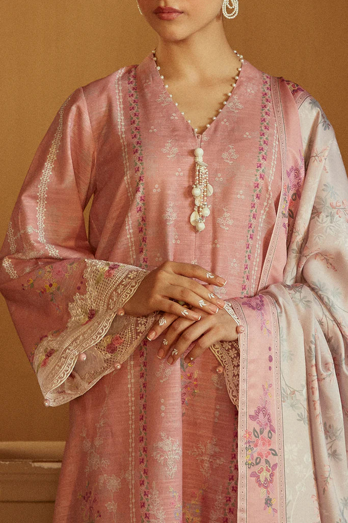 Cross Stitch | Winter Collection 24 | ROSY DEW-3 PC KHADDAR EMBROIDERED SUIT - House of Ayeza