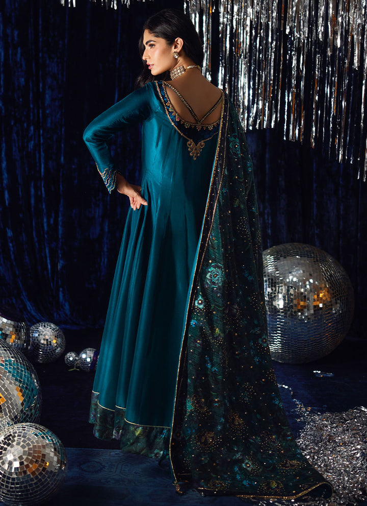 Farah Talib Aziz | Luxe Pret | Amura Teal Kalidaar - House of Ayeza