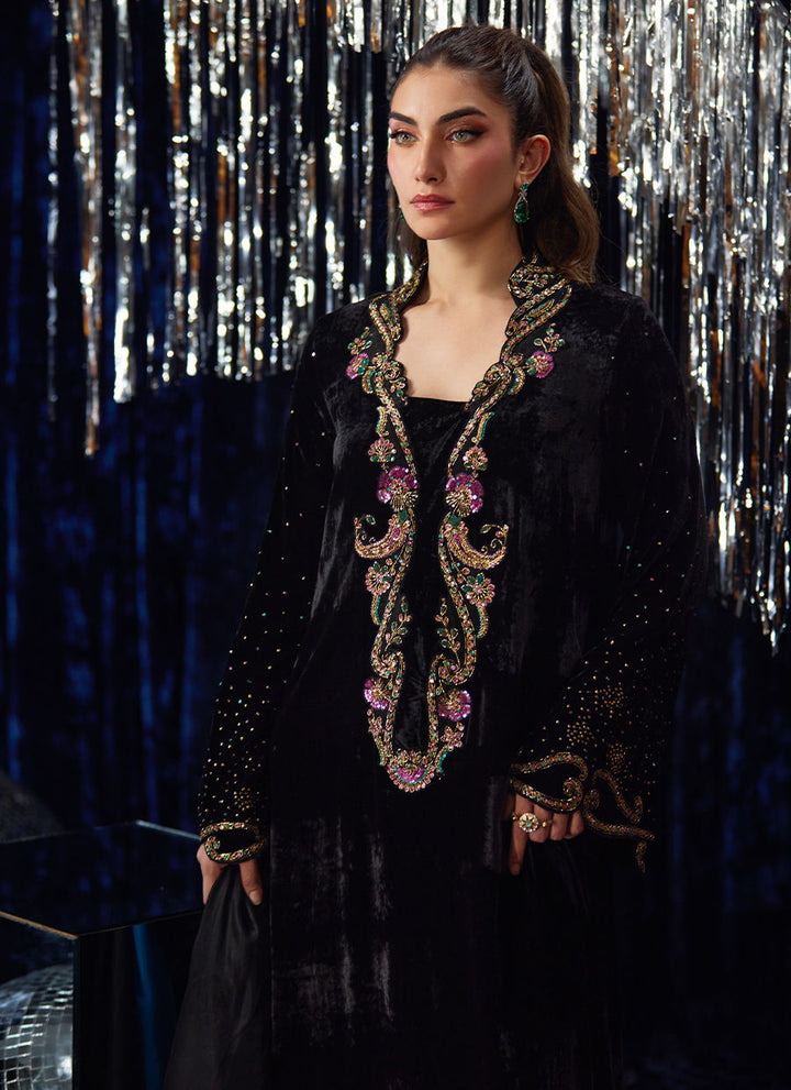 Farah Talib Aziz | Luxe Pret | Nori Black Kaftan - House of Ayeza