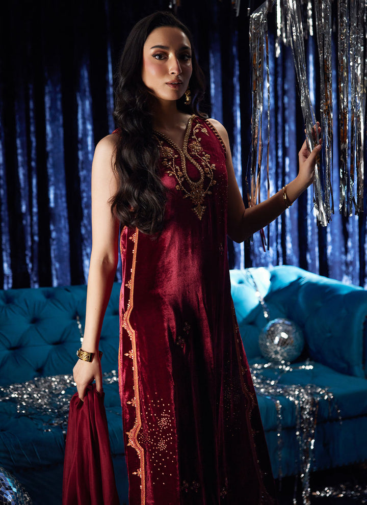 Farah Talib Aziz | Luxe Pret | Arden Garnet Shirt And Dupatta - House of Ayeza