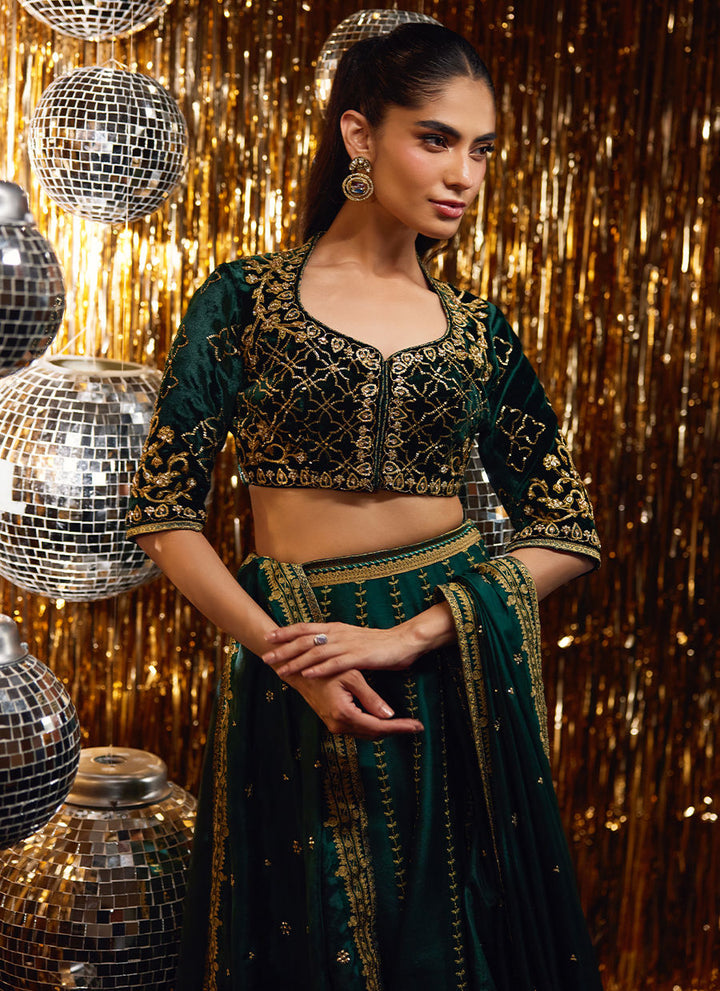 Farah Talib Aziz | Luxe Pret | Sera Emerald Lehnga Choli - House of Ayeza
