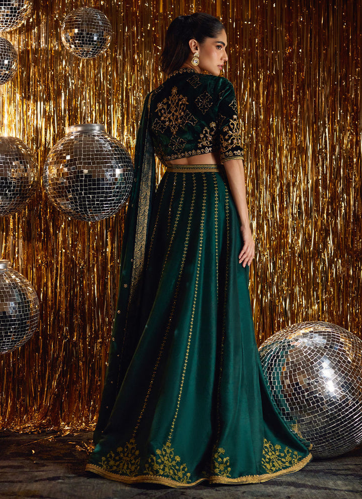 Farah Talib Aziz | Luxe Pret | Sera Emerald Lehnga Choli - House of Ayeza