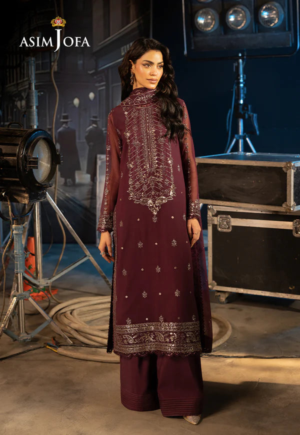 Asim Jofa | Luxury Festive Rejoice | AJLFF-06 Embroidered Chiffon 3 Pcs - House of Ayeza