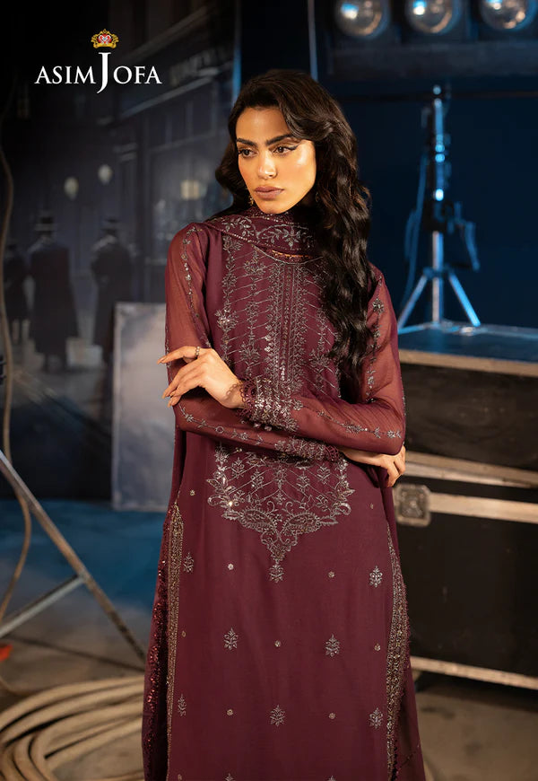 Asim Jofa | Luxury Festive Rejoice | AJLFF-06 Embroidered Chiffon 3 Pcs - House of Ayeza