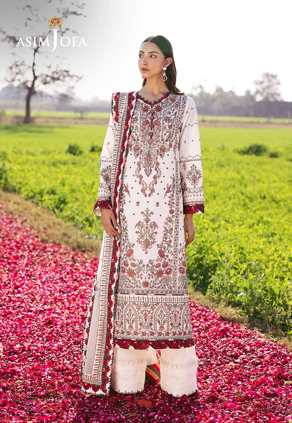 Asim Jofa | Luxury Lawn 25 | AJELL-08 EMBROIDERED LAWN 3 PCS - House of Ayeza
