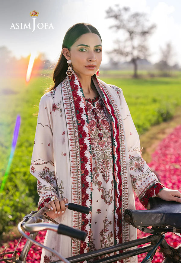 Asim Jofa | Luxury Lawn 25 | AJELL-08 EMBROIDERED LAWN 3 PCS - House of Ayeza