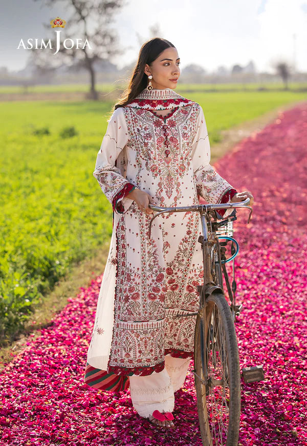 Asim Jofa | Luxury Lawn 25 | AJELL-08 EMBROIDERED LAWN 3 PCS - House of Ayeza