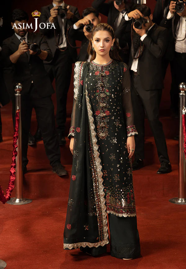 Asim Jofa | Luxury Festive Drop 3 | AJLLF-17 Embroidered Chiffon 3 Pcs - House of Ayeza