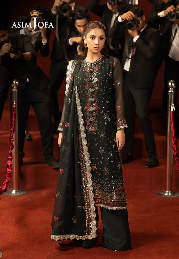Asim Jofa | Luxury Festive Drop 3 | AJLLF-17 Embroidered Chiffon 3 Pcs - House of Ayeza