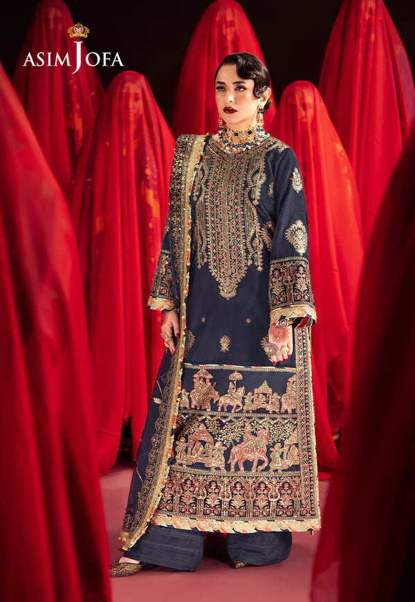 Asim Jofa | Makhmal | AJMV-11 EMBROIDERED VELVET 3 PCS - House of Ayeza