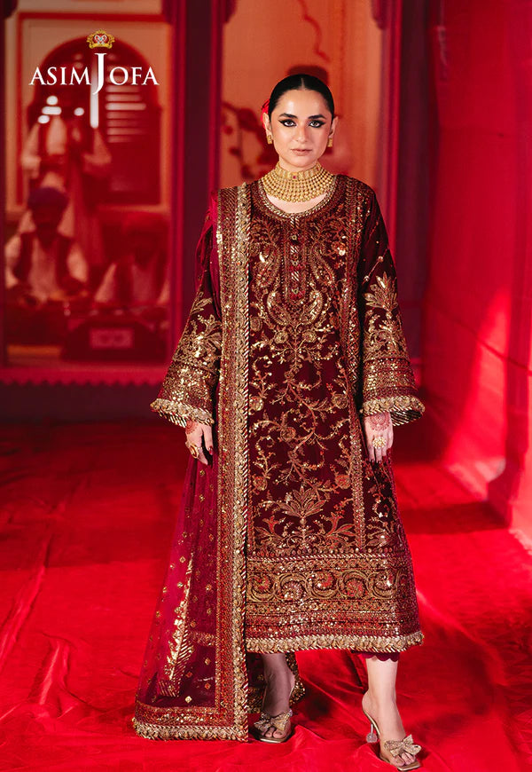 Asim Jofa | Makhmal | AJMV-02 EMBROIDERED VELVET 3 PCS - House of Ayeza