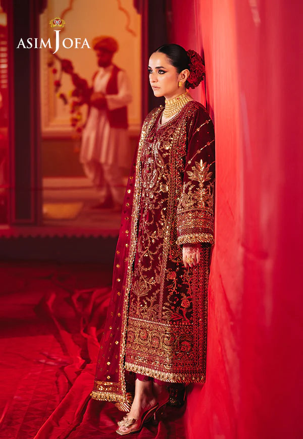 Asim Jofa | Makhmal | AJMV-02 EMBROIDERED VELVET 3 PCS - House of Ayeza