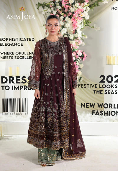 Asim Jofa | En Vogue | AJUEV-09 EMBROIDERED CHIFFON - House of Ayeza