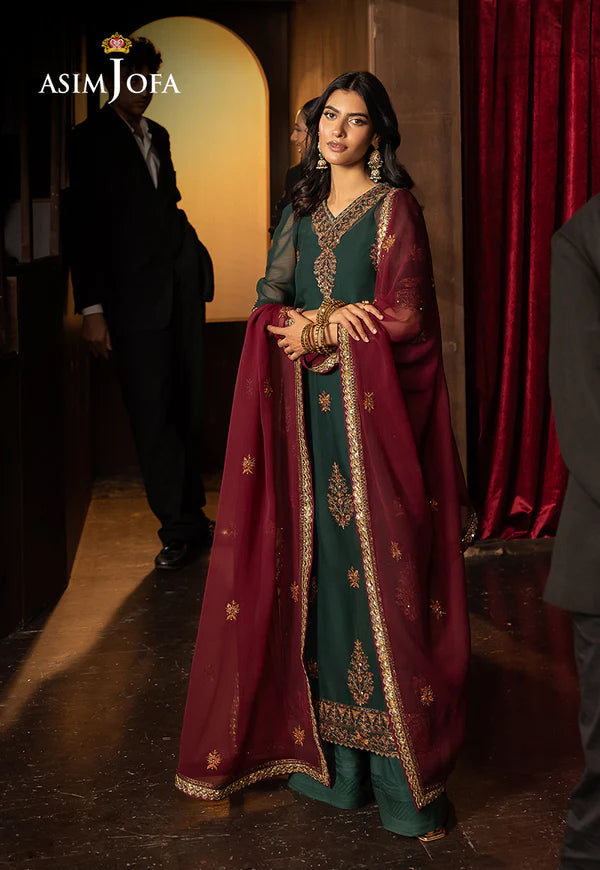 Asim Jofa | Luxury Festive Rejoice | AJLFF-02 Embroidered Chiffon 3 Pcs - House of Ayeza