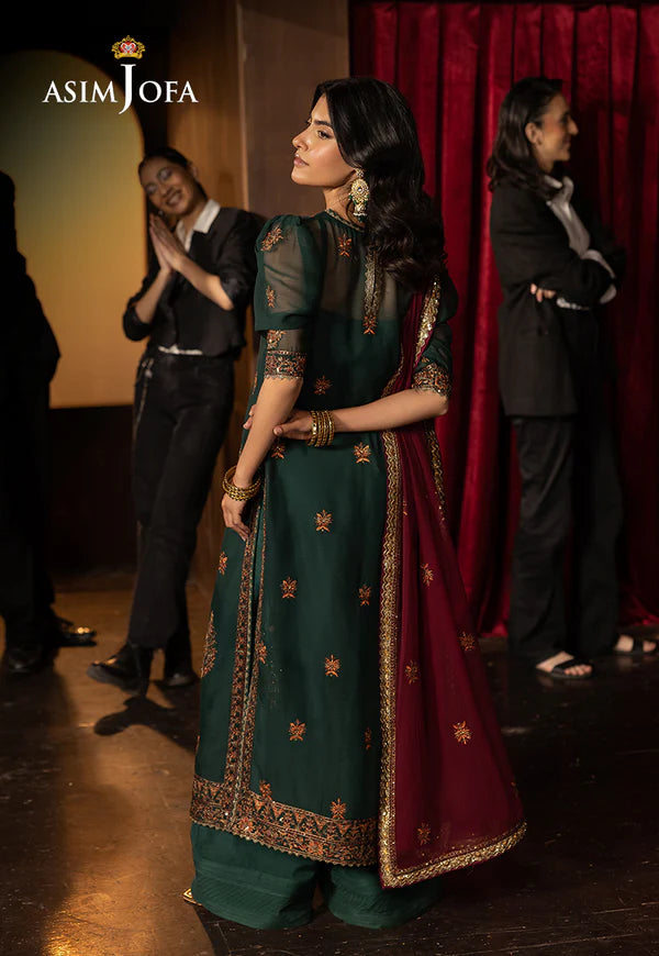 Asim Jofa | Luxury Festive Rejoice | AJLFF-02 Embroidered Chiffon 3 Pcs - House of Ayeza