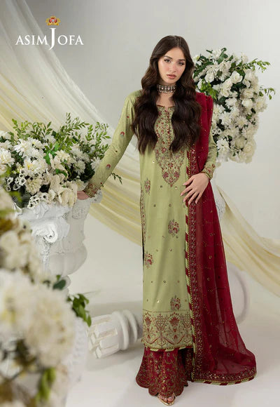 Asim Jofa | Izel | AJIZL-04 EMBROIDERED RAW SILK 3 PCS - House of Ayeza