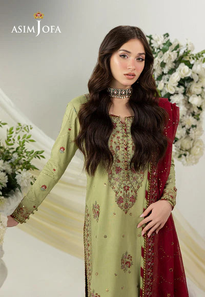 Asim Jofa | Izel | AJIZL-04 EMBROIDERED RAW SILK 3 PCS - House of Ayeza