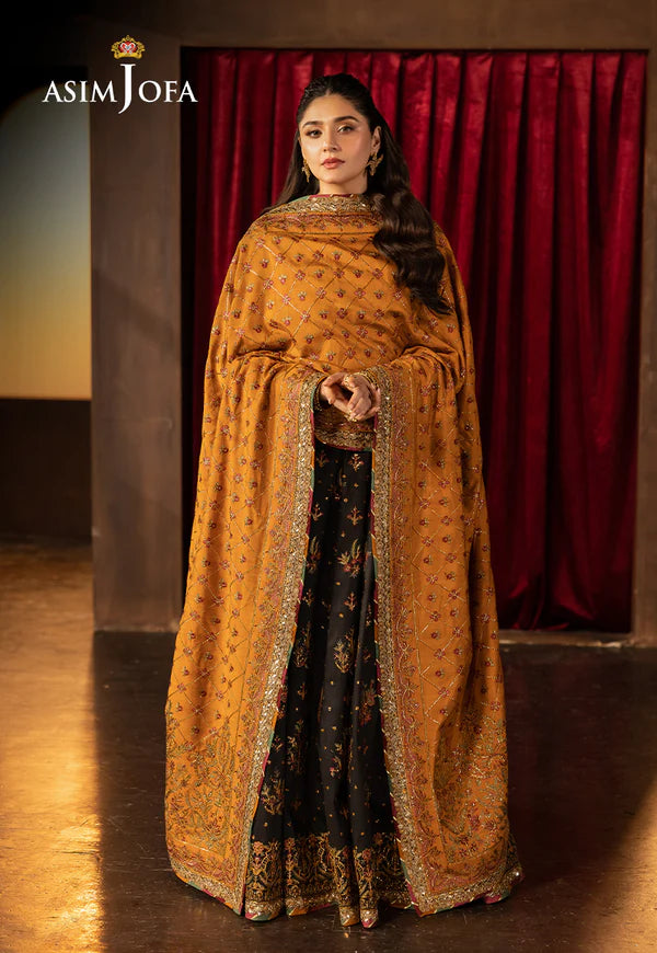 Asim Jofa | Luxury Festive Rejoice | AJLFF-19 Embroidered Silk 3 Pcs - House of Ayeza