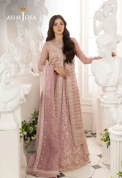 Asim Jofa | Izel | AJIZL-12 EMBROIDERED JAVERIA NET 3 PCS - House of Ayeza