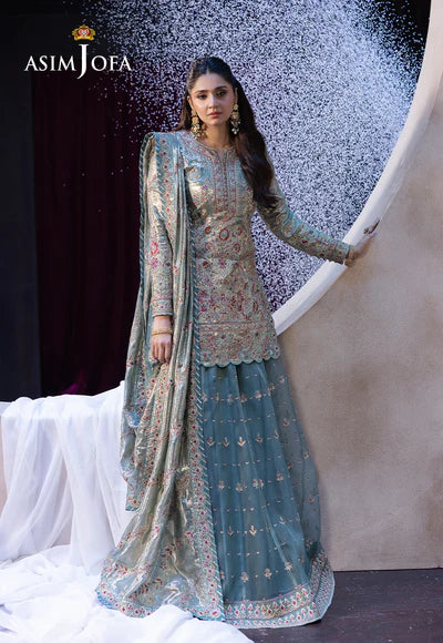 Asim Jofa | Festive Opulence | AJFO-14 EMBROIDERED CHIFFON 3 PCS - House of Ayeza