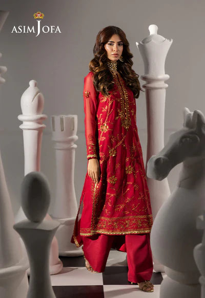 Asim Jofa | Izel | AJIZL-19 EMBROIDERED CHIFFON 3 PCS - House of Ayeza