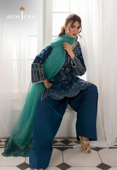 Asim Jofa | Izel | AJIZL-18 EMBROIDERED SILK 3 PCS - House of Ayeza