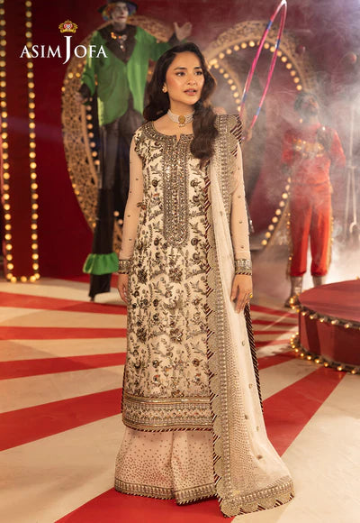 Asim Jofa | Festive Opulence | AJFO-11 EMBROIDERED NET 3 PCS - House of Ayeza