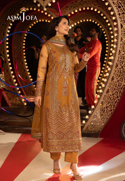 Asim Jofa | Festive Opulence | AJFO-06 EMBROIDERED NET 3 PCS - House of Ayeza