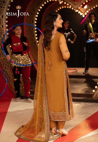 Asim Jofa | Festive Opulence | AJFO-06 EMBROIDERED NET 3 PCS - House of Ayeza