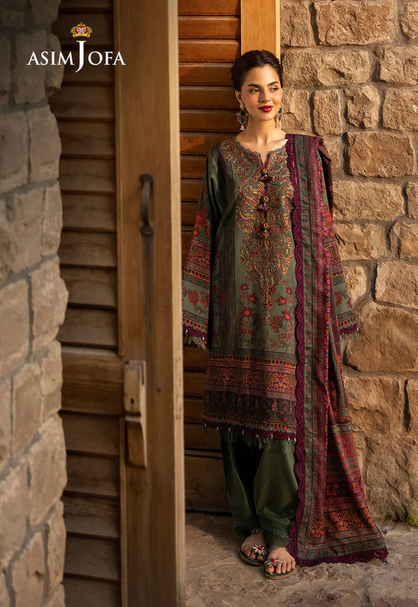 Asim Jofa | Winter Collection | AJUW-17 EMBROIDERED VISCOSE 3 Pcs - House of Ayeza