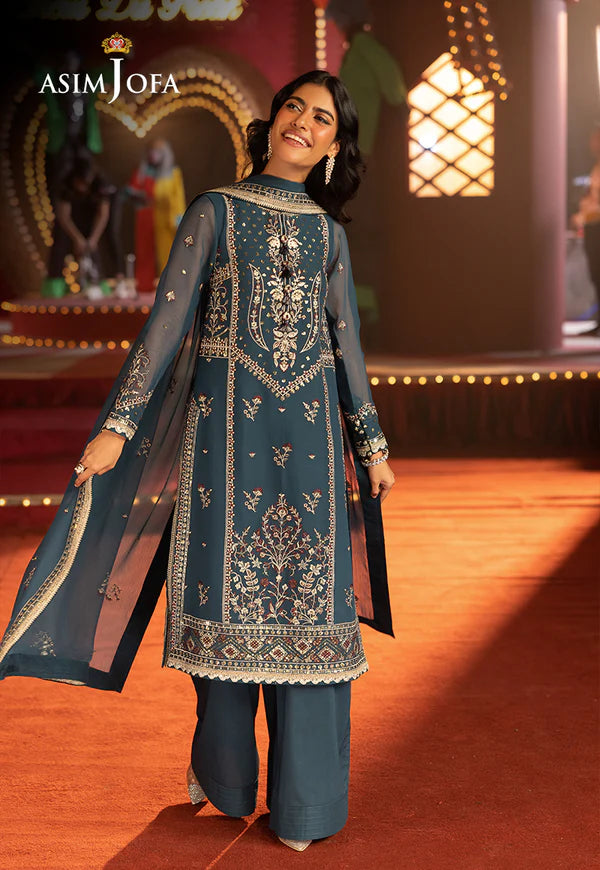 Asim Jofa | Luxury Festive Rejoice | AJLFF-15 Embroidered Chiffon 3 Pcs - House of Ayeza