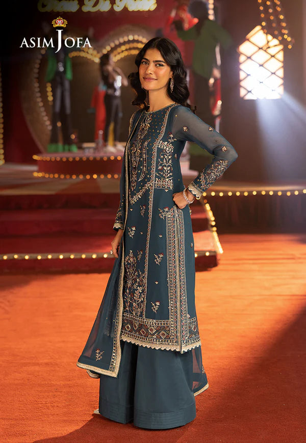 Asim Jofa | Luxury Festive Rejoice | AJLFF-15 Embroidered Chiffon 3 Pcs - House of Ayeza