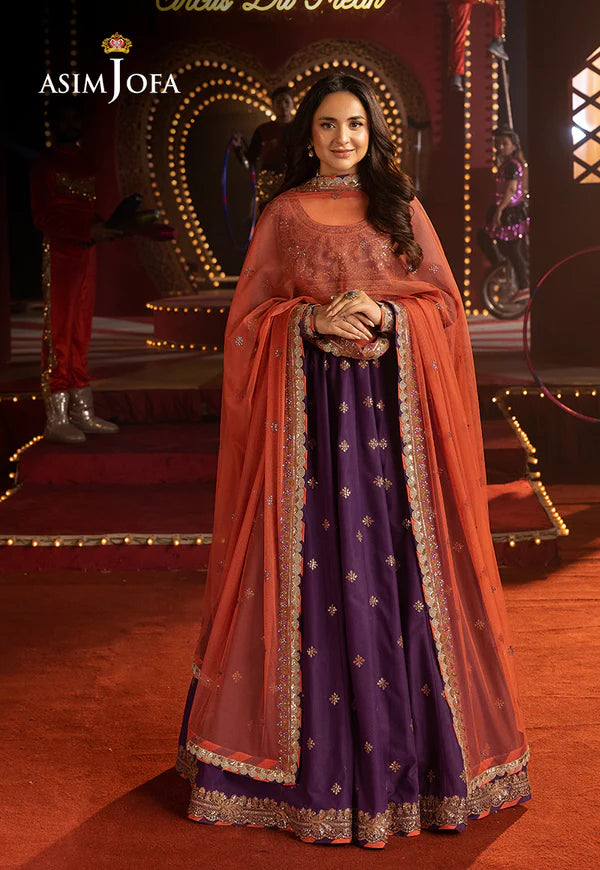 Asim Jofa | Luxury Festive Rejoice | AJLFF-01 Embroidered Net 3 Pcs - House of Ayeza