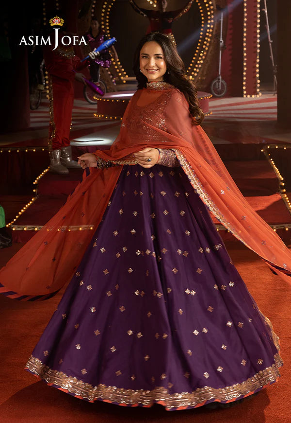 Asim Jofa | Luxury Festive Rejoice | AJLFF-01 Embroidered Net 3 Pcs - House of Ayeza