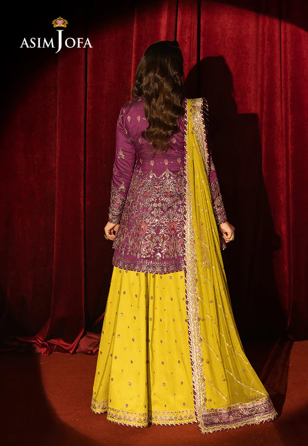 Asim Jofa | Luxury Festive Rejoice | AJLFF-17 Embroidered Two Tone Cotton Silk 3 Pcs - House of Ayeza