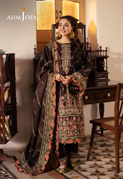 Asim Jofa | Pashmina | AJKI-09 EMBROIDERED TWILL 3 PC - House of Ayeza