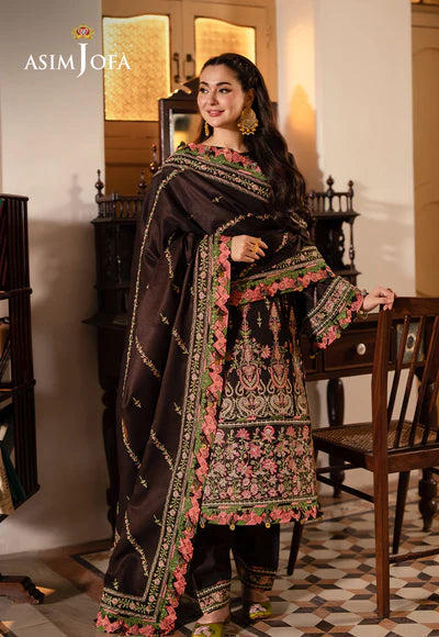 Asim Jofa | Pashmina | AJKI-09 EMBROIDERED TWILL 3 PC - House of Ayeza