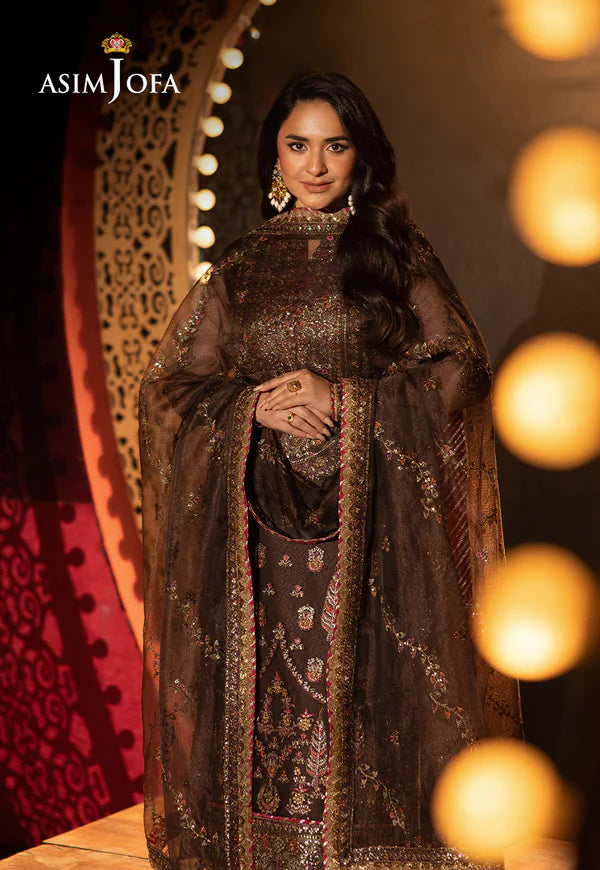 Asim Jofa | Luxury Festive Rejoice | AJLFF-11 Embroidered Javeria Net 3 Pcs - House of Ayeza
