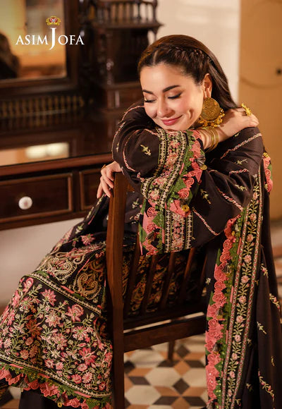 Asim Jofa | Pashmina | AJKI-09 EMBROIDERED TWILL 3 PC - House of Ayeza