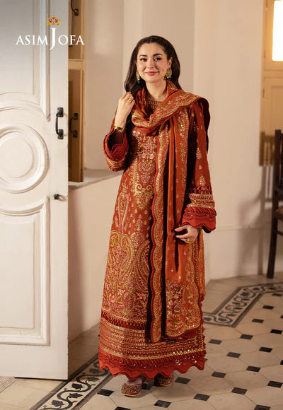 Asim Jofa | Pashmina | AJKI-07 EMBROIDERED TWILL 3 PC - House of Ayeza