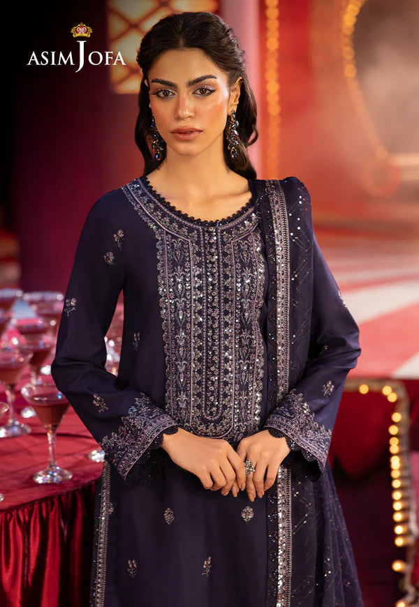 Asim Jofa | Luxury Festive Rejoice | AJLFF-03 Embroidered Silk 3 Pcs - House of Ayeza