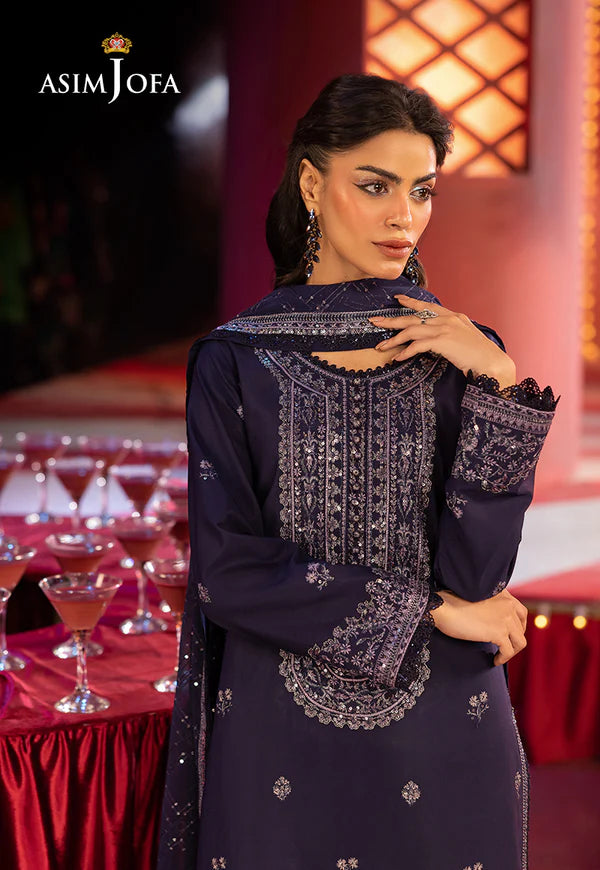Asim Jofa | Luxury Festive Rejoice | AJLFF-03 Embroidered Silk 3 Pcs - House of Ayeza