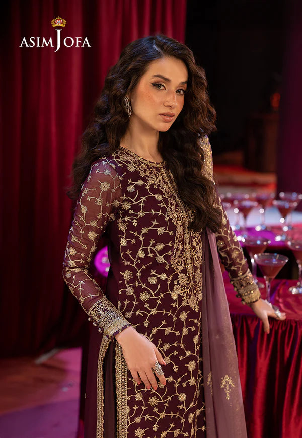 Asim Jofa | Luxury Festive Drop 3 | AJLLF-11 Embroidered Chiffon 3 Pcs - House of Ayeza
