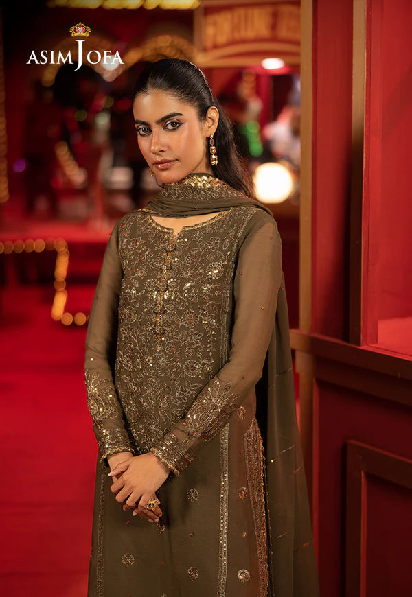 Asim Jofa | Luxury Festive Drop 3 | AJLLF-07 Embroidered Chiffon 3 Pcs - House of Ayeza