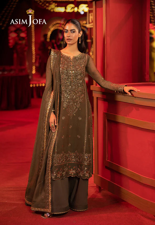 Asim Jofa | Luxury Festive Drop 3 | AJLLF-07 Embroidered Chiffon 3 Pcs - House of Ayeza