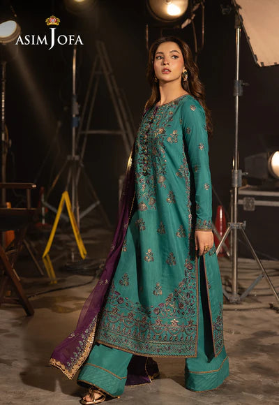 Asim Jofa | Festive Opulence | AJFO-08 EMBROIDERED SILK 3 PCS - House of Ayeza