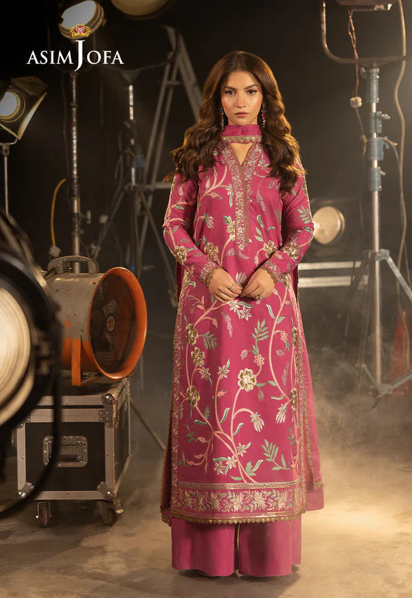 Asim Jofa | Luxury Festive Drop 3 | AJLLF-15 Embroidered Silk 3 Pcs - House of Ayeza