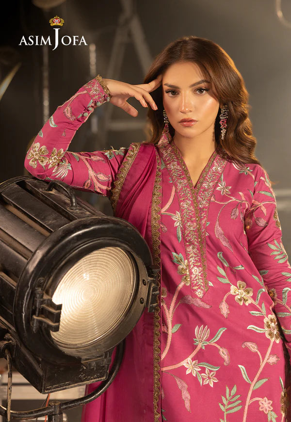 Asim Jofa | Luxury Festive Drop 3 | AJLLF-15 Embroidered Silk 3 Pcs - House of Ayeza