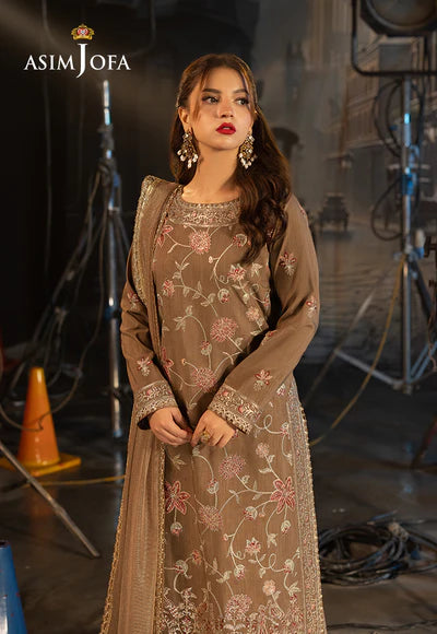 Asim Jofa | Festive Opulence | AJFO-12 EMBROIDERED NET 3 PCS - House of Ayeza