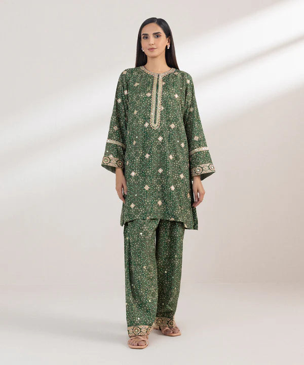 Sapphire | 2 Piece - Embroidered Silk Suit